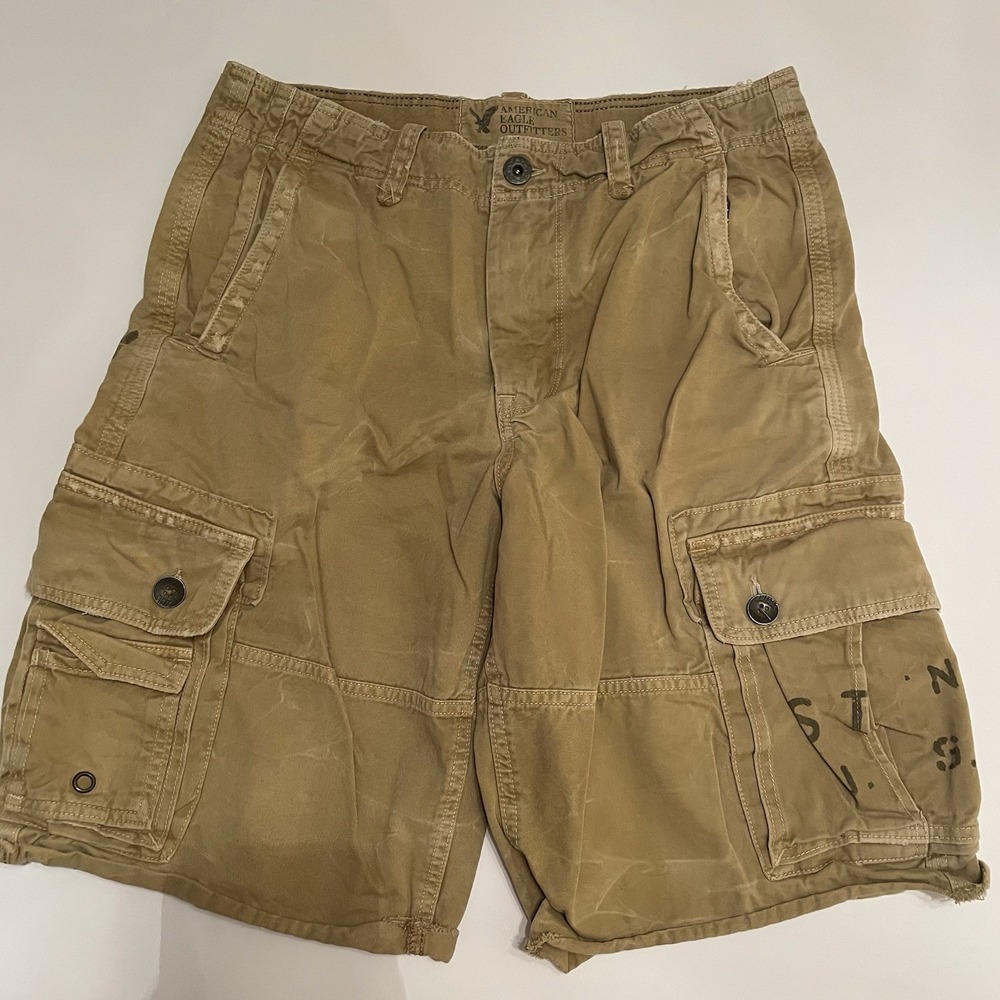 American Eagle Men's‎ Cargo Shorts 31 Tan Longer Length